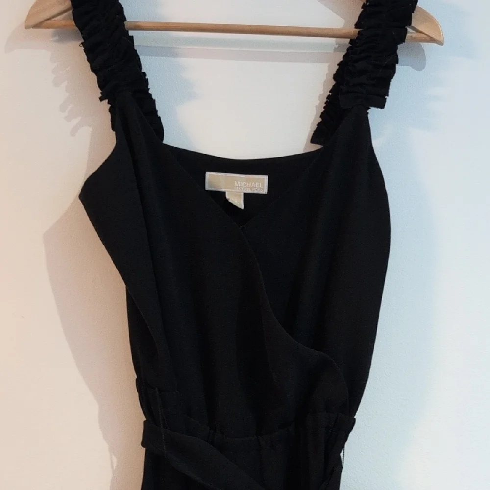 Michael KORS black Faux Wrap Cropped Wide Leg One Piece Jump Suit Size XS - Picture 3 of 10